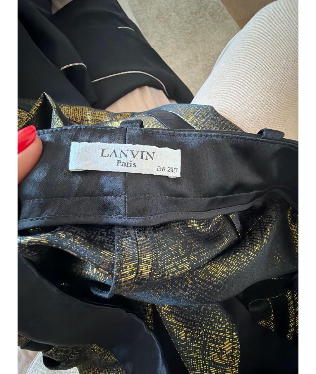LANVIN Золотые шелковые прямые брюки, фото 6