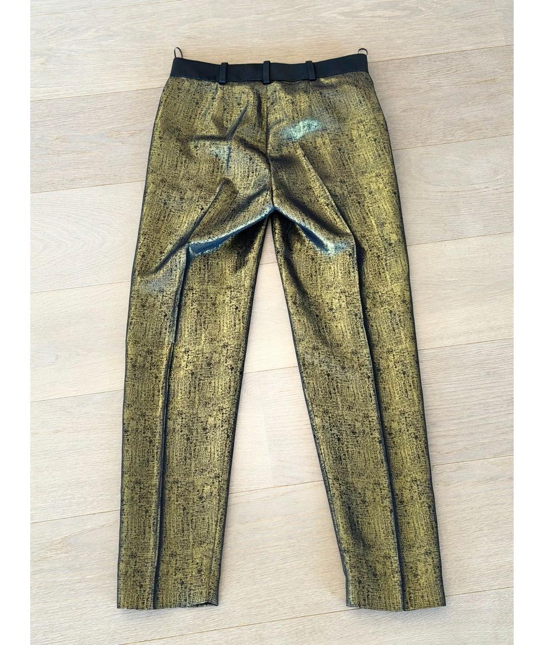 LANVIN Золотые шелковые прямые брюки, фото 2