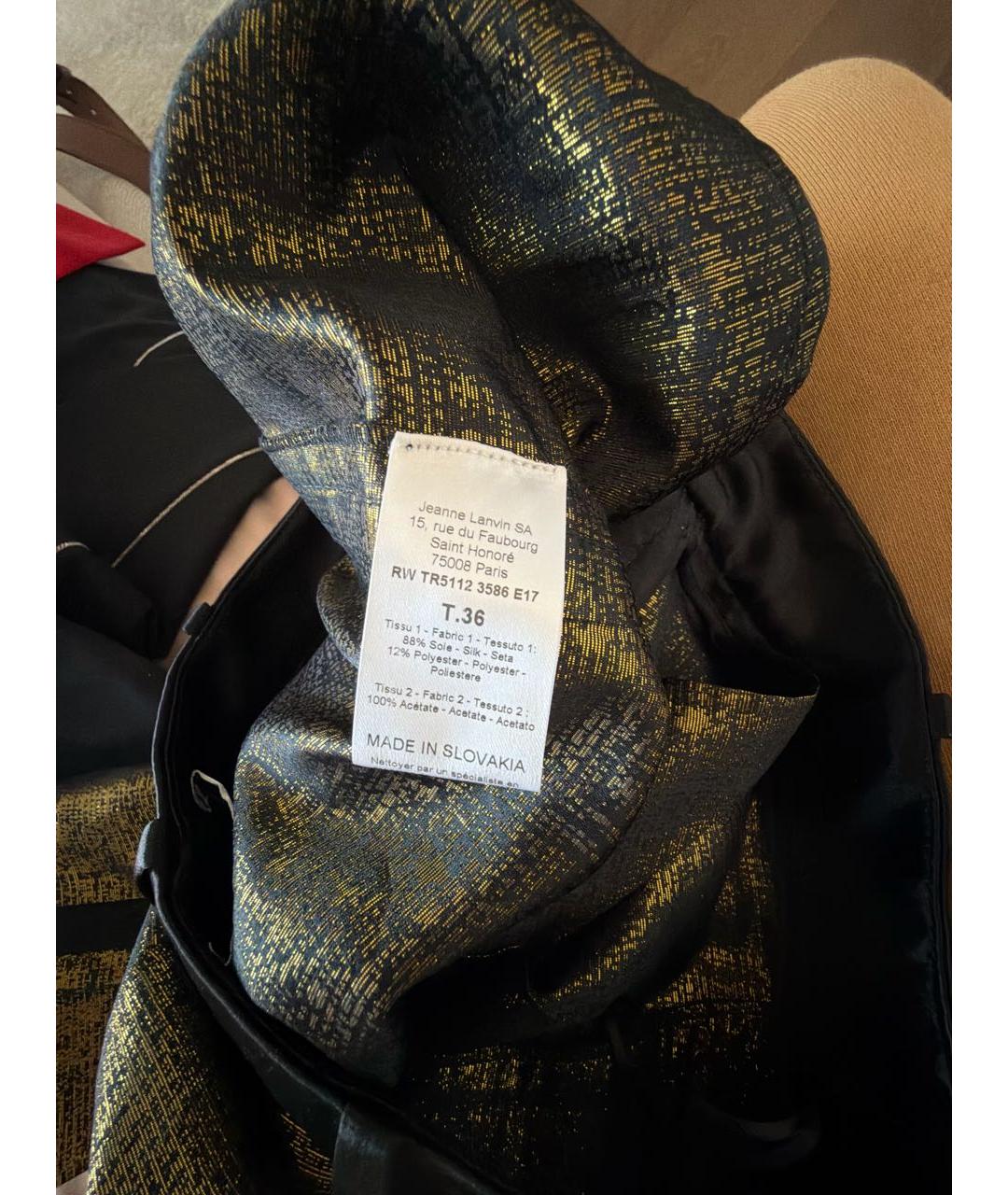 LANVIN Золотые шелковые прямые брюки, фото 7