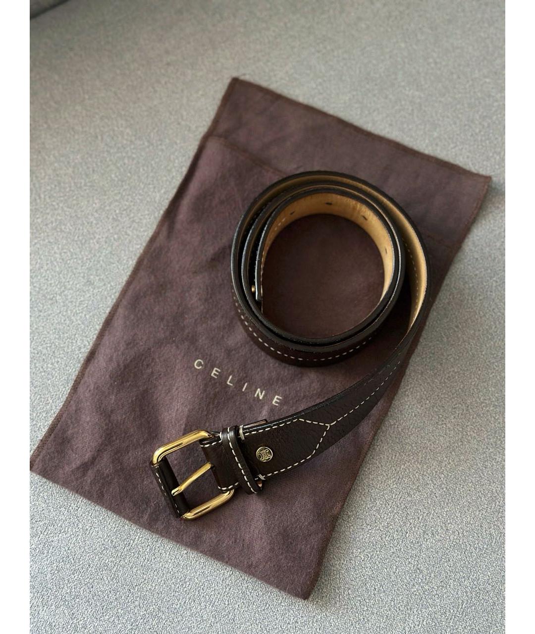 CELINE Коричневый кожаный ремень, фото 2