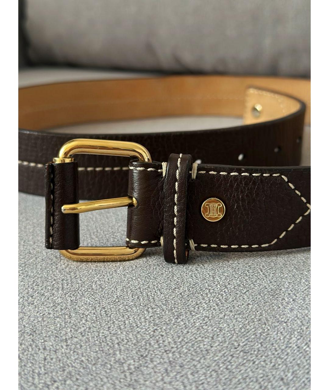 CELINE Коричневый кожаный ремень, фото 3