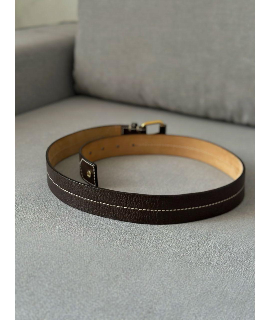 CELINE Коричневый кожаный ремень, фото 4