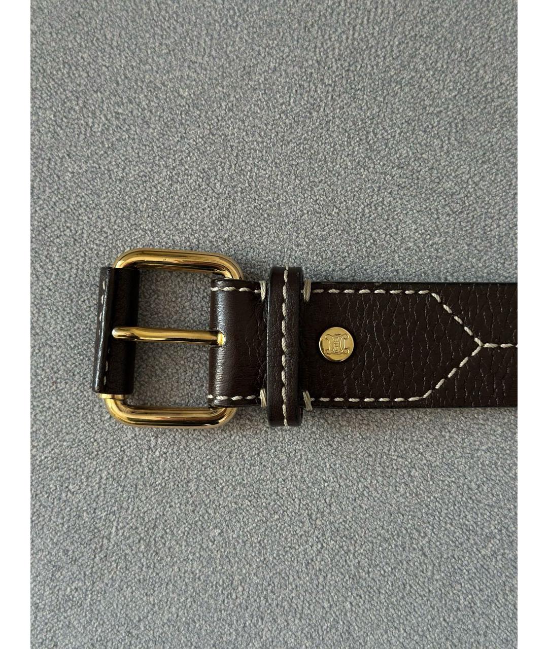 CELINE Коричневый кожаный ремень, фото 5