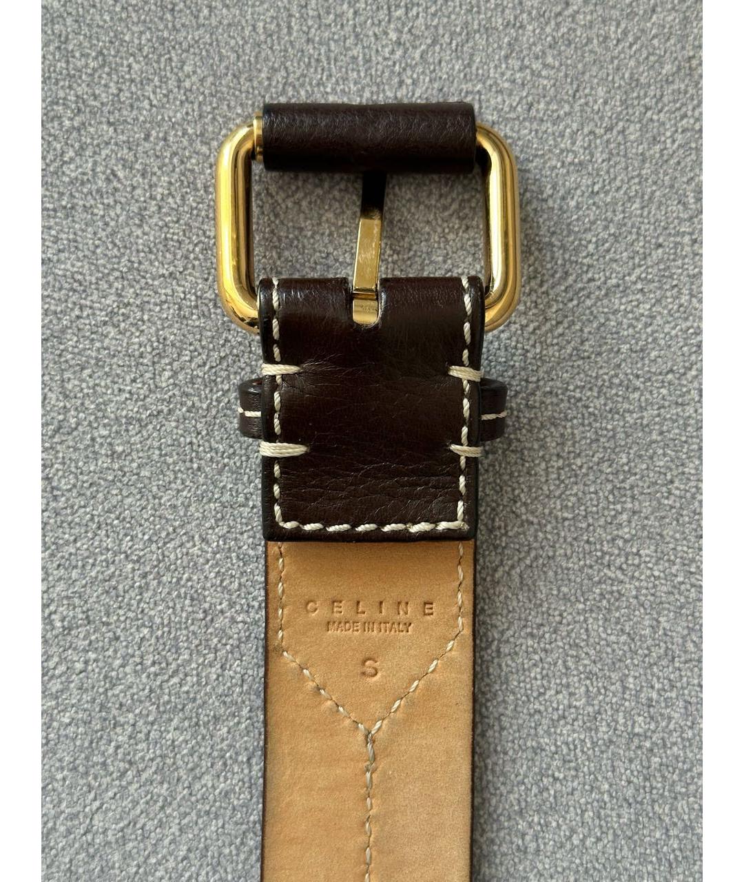 CELINE Коричневый кожаный ремень, фото 7