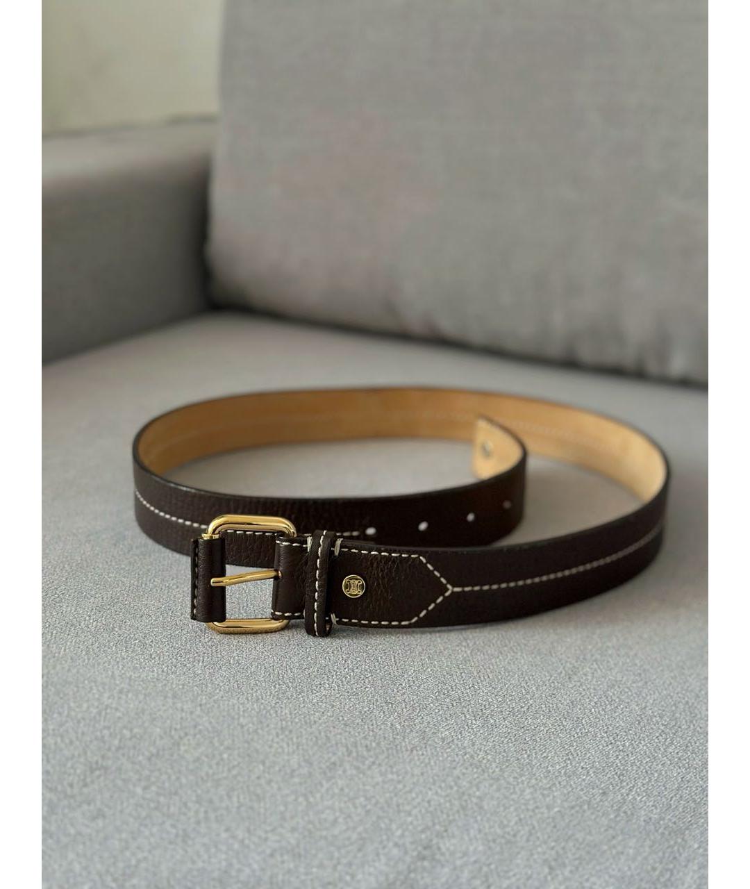 CELINE Коричневый кожаный ремень, фото 8