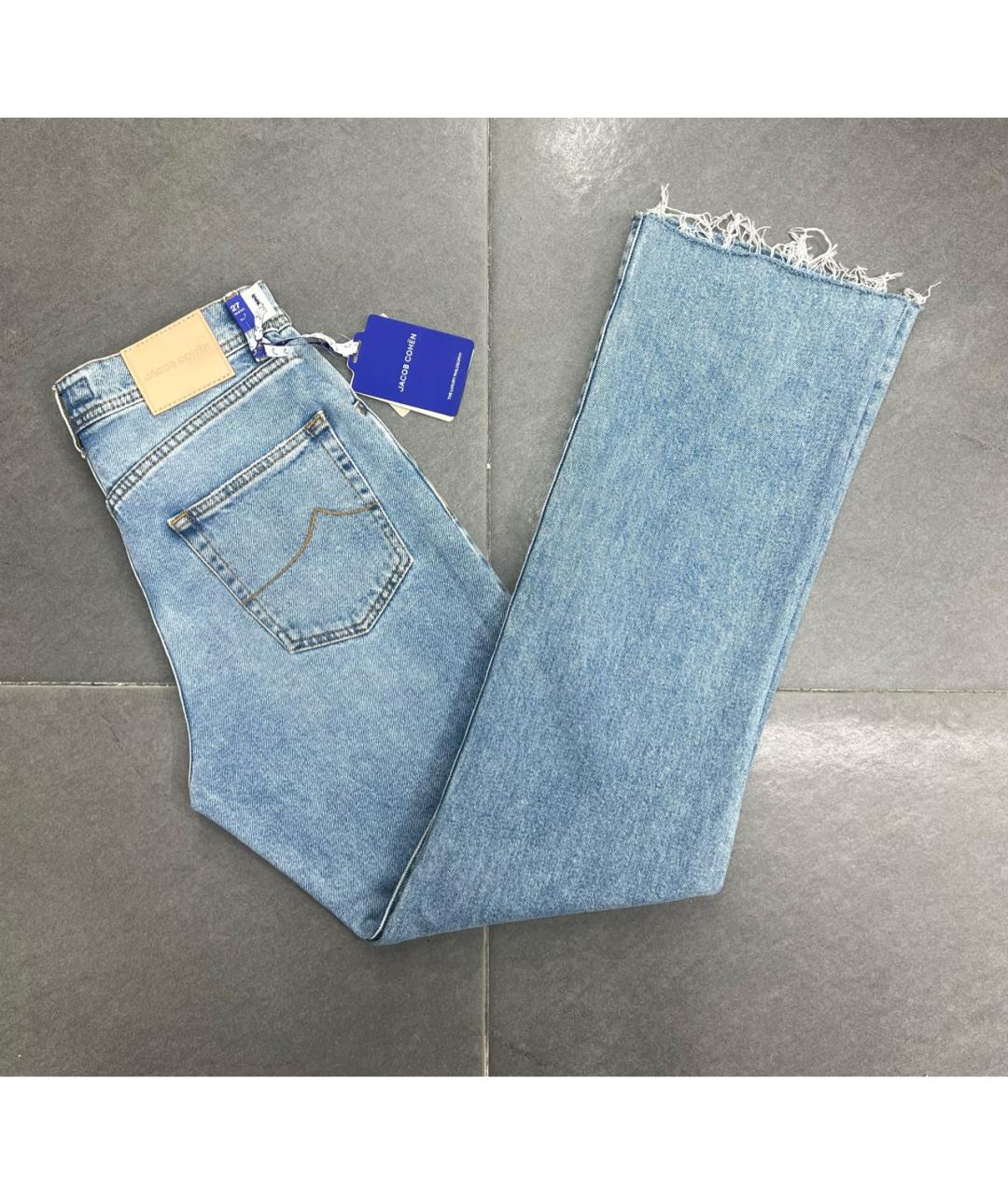 JACOB COHEN Голубые хлопко-эластановые прямые джинсы, фото 3