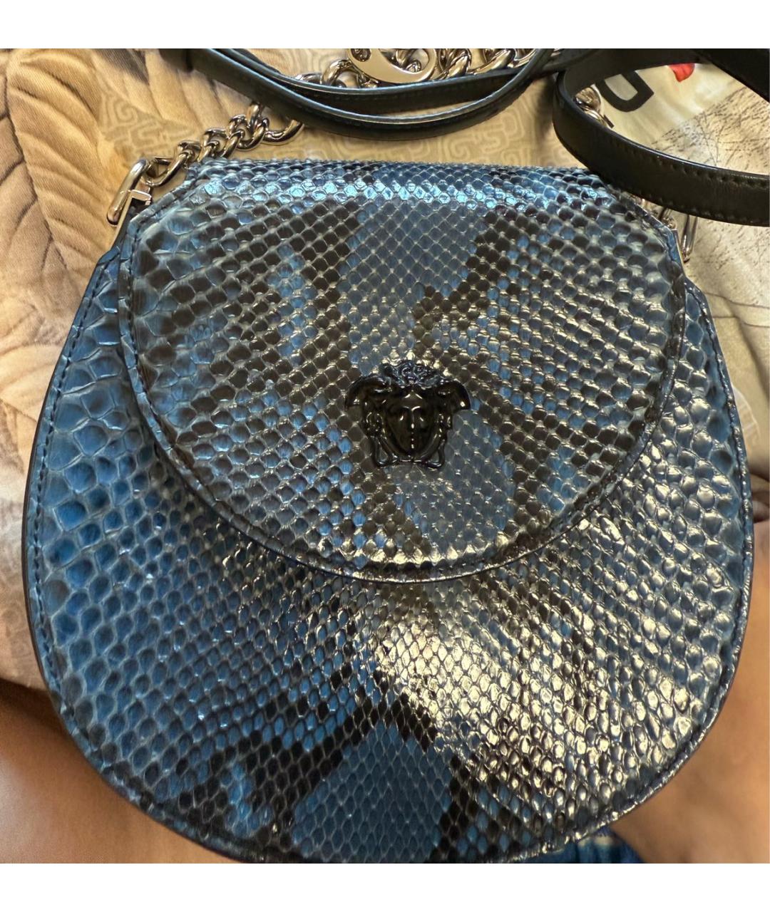 VERSACE Синяя кожаная сумка через плечо, фото 5