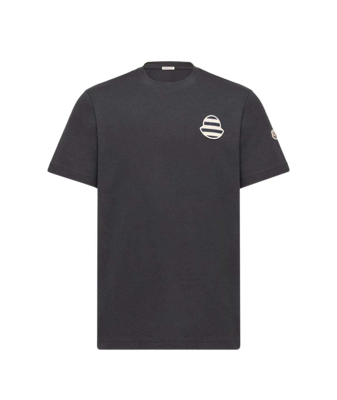 MONCLER Темно-синяя хлопковая футболка, фото 1