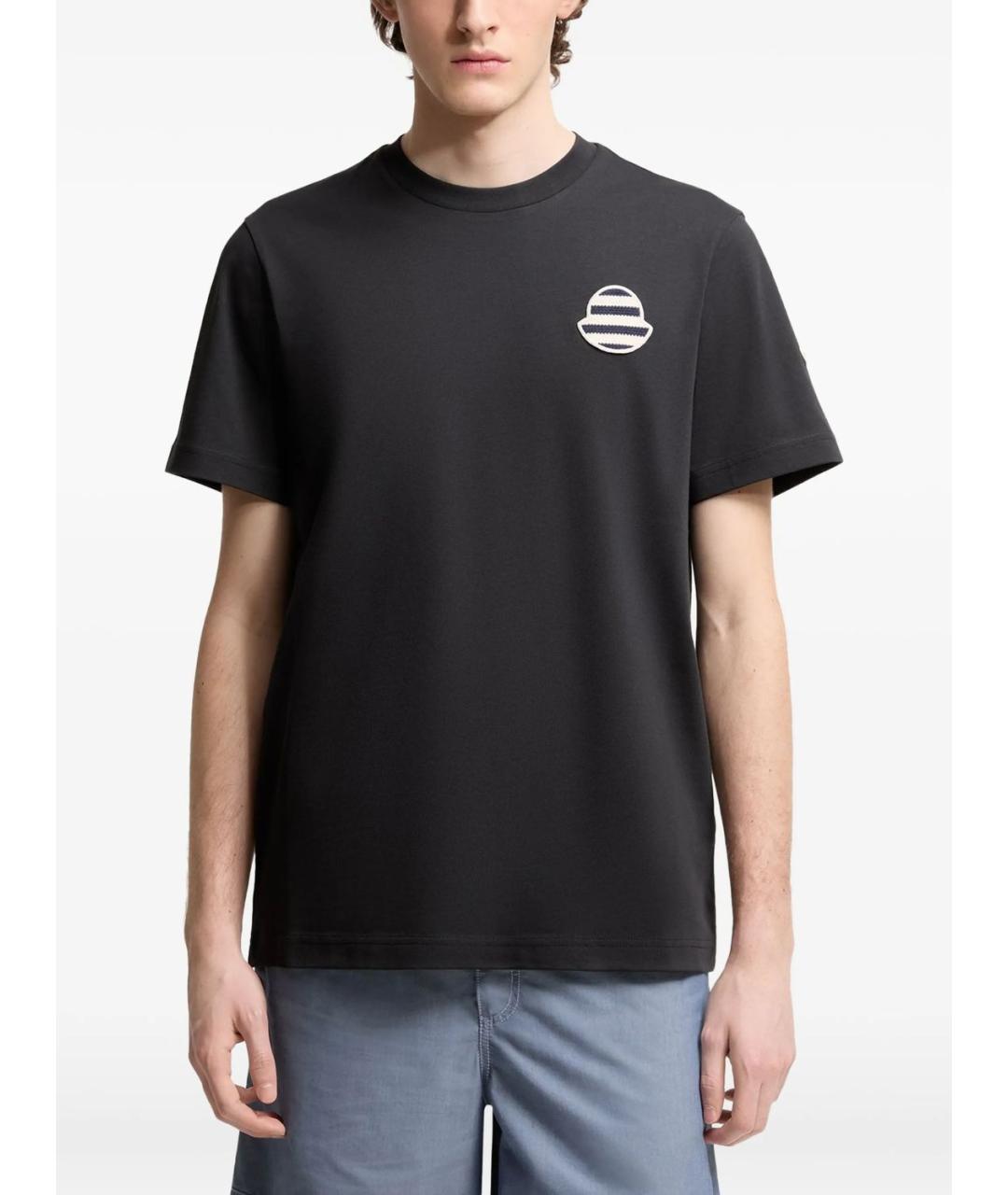 MONCLER Темно-синяя хлопковая футболка, фото 4