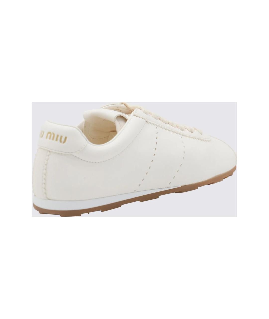 MIU MIU Бежевые кожаные кеды, фото 2