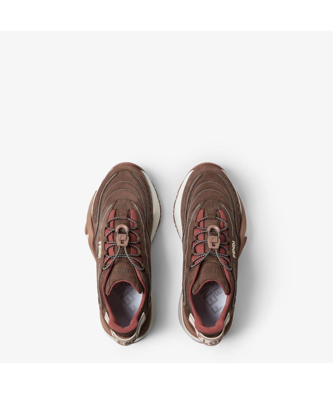 FENDI Коричневые замшевые кроссовки, фото 4