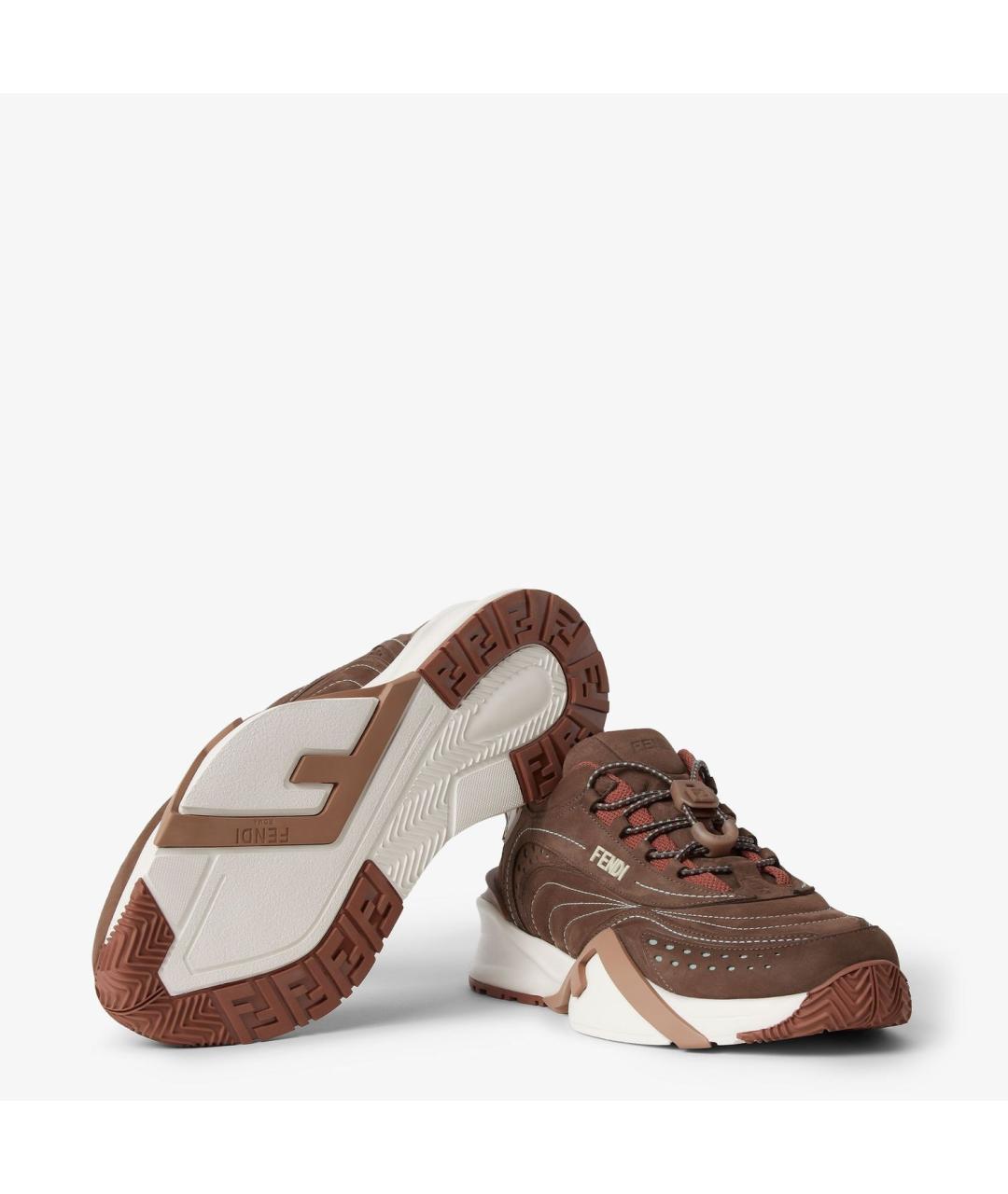 FENDI Коричневые замшевые кроссовки, фото 5