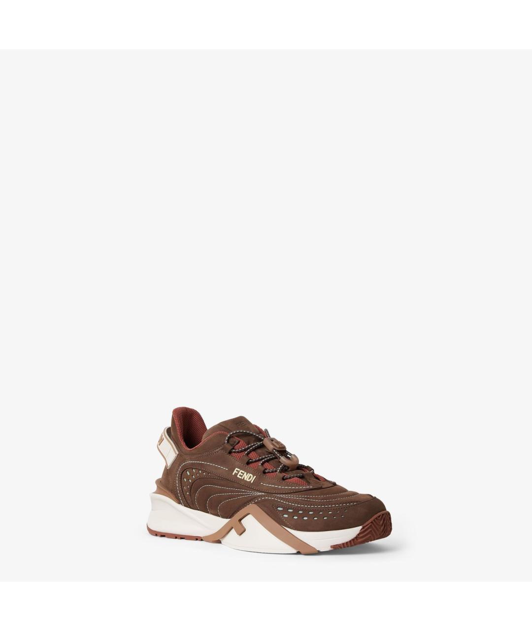 FENDI Коричневые замшевые кроссовки, фото 2