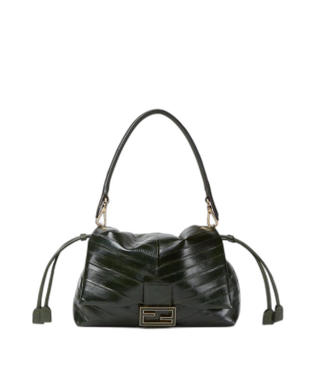 FENDI Зеленая кожаная сумка с короткими ручками, фото 1