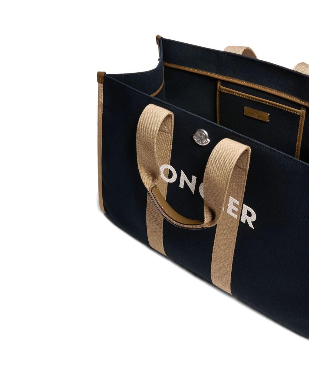 MONCLER Темно-синяя хлопковая сумка тоут, фото 3