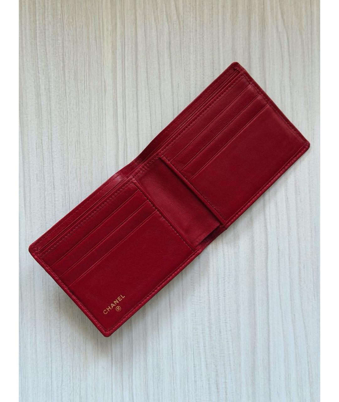 CHANEL Красный кожаный кошелек, фото 3