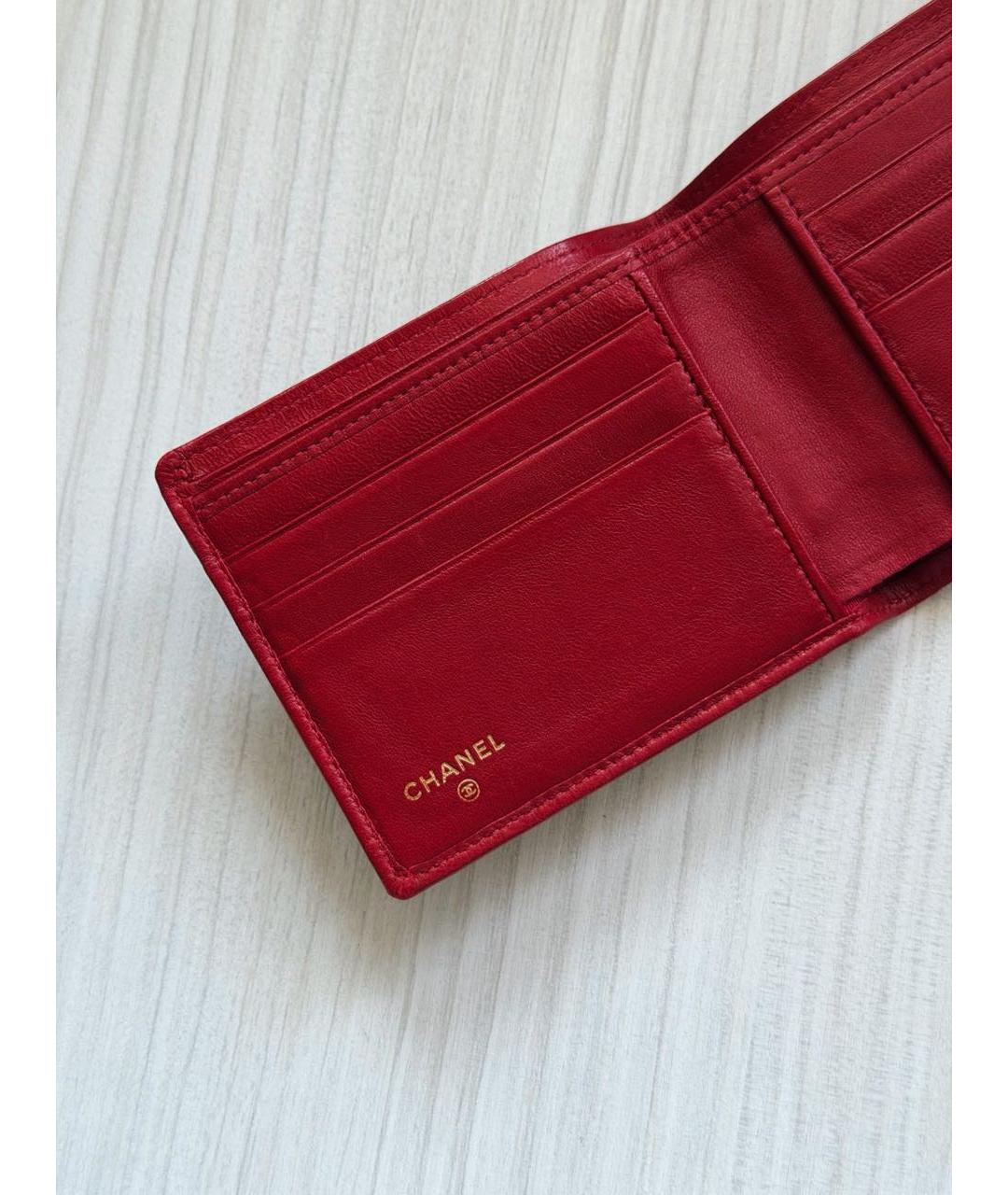 CHANEL Красный кожаный кошелек, фото 5