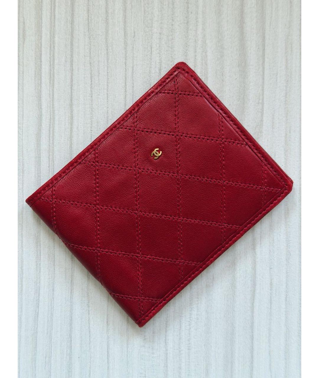 CHANEL Красный кожаный кошелек, фото 6