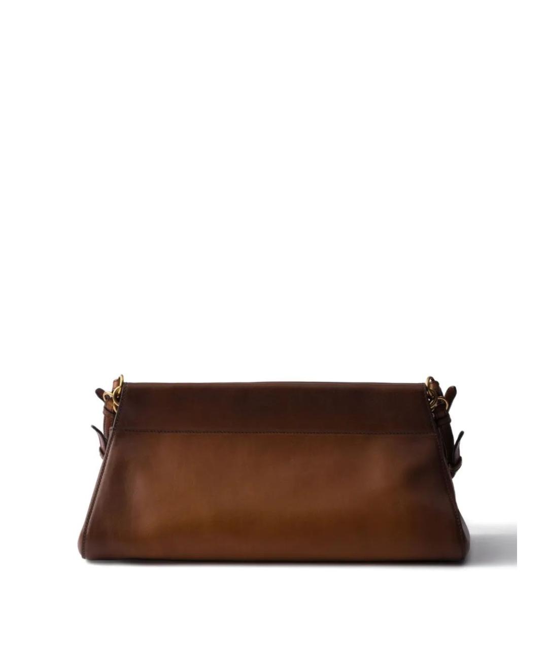 PRADA Коричневая кожаная сумка с короткими ручками, фото 2