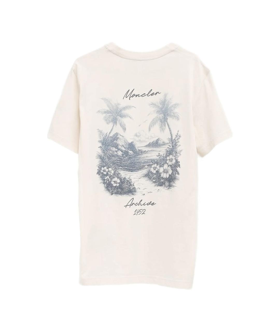MONCLER Бежевая хлопковая футболка, фото 3