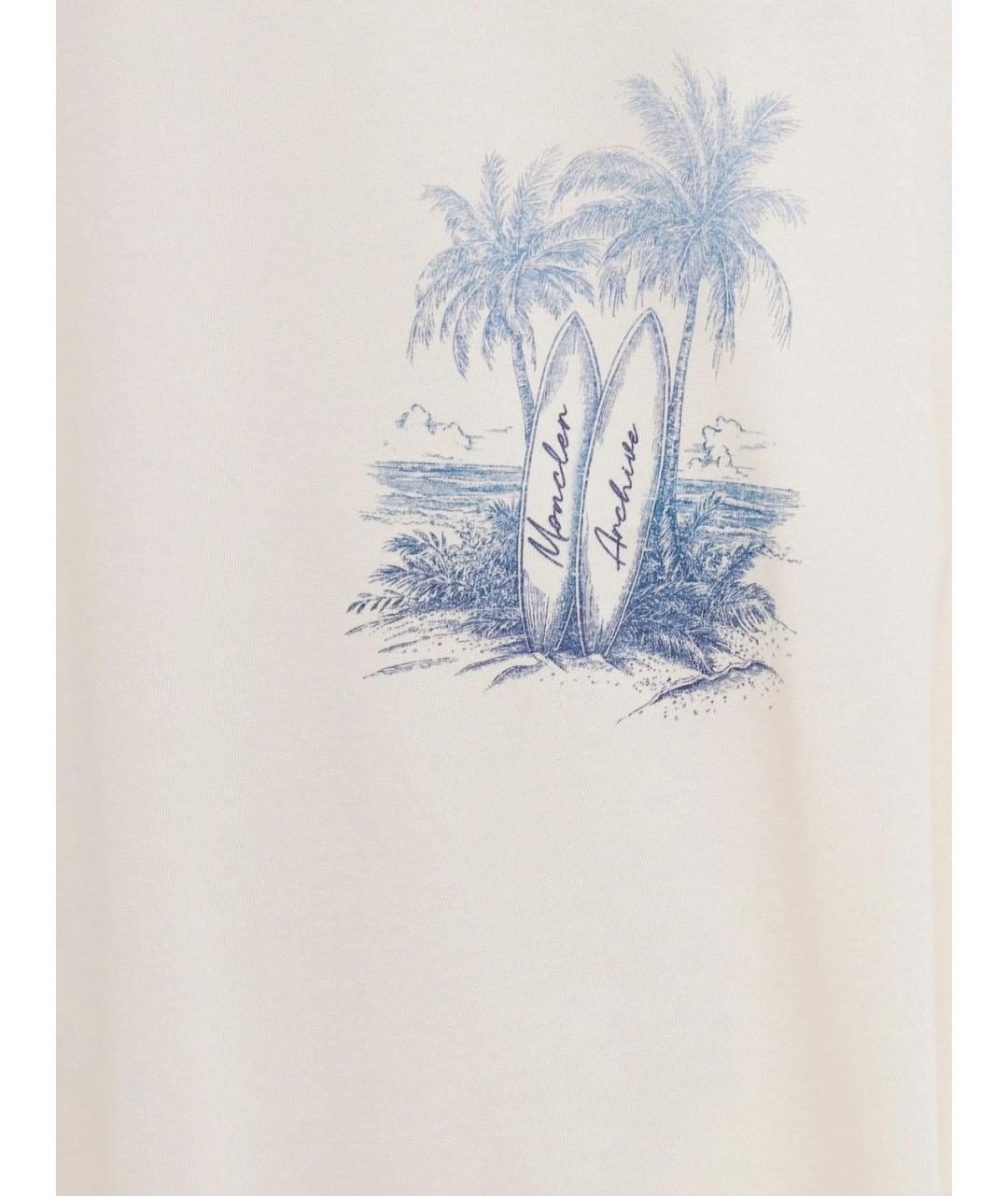 MONCLER Бежевая хлопковая футболка, фото 2