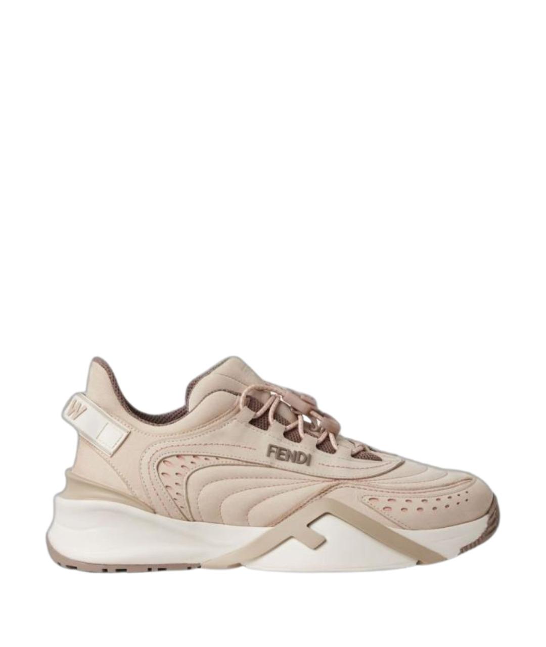 FENDI Бежевые замшевые кроссовки, фото 1