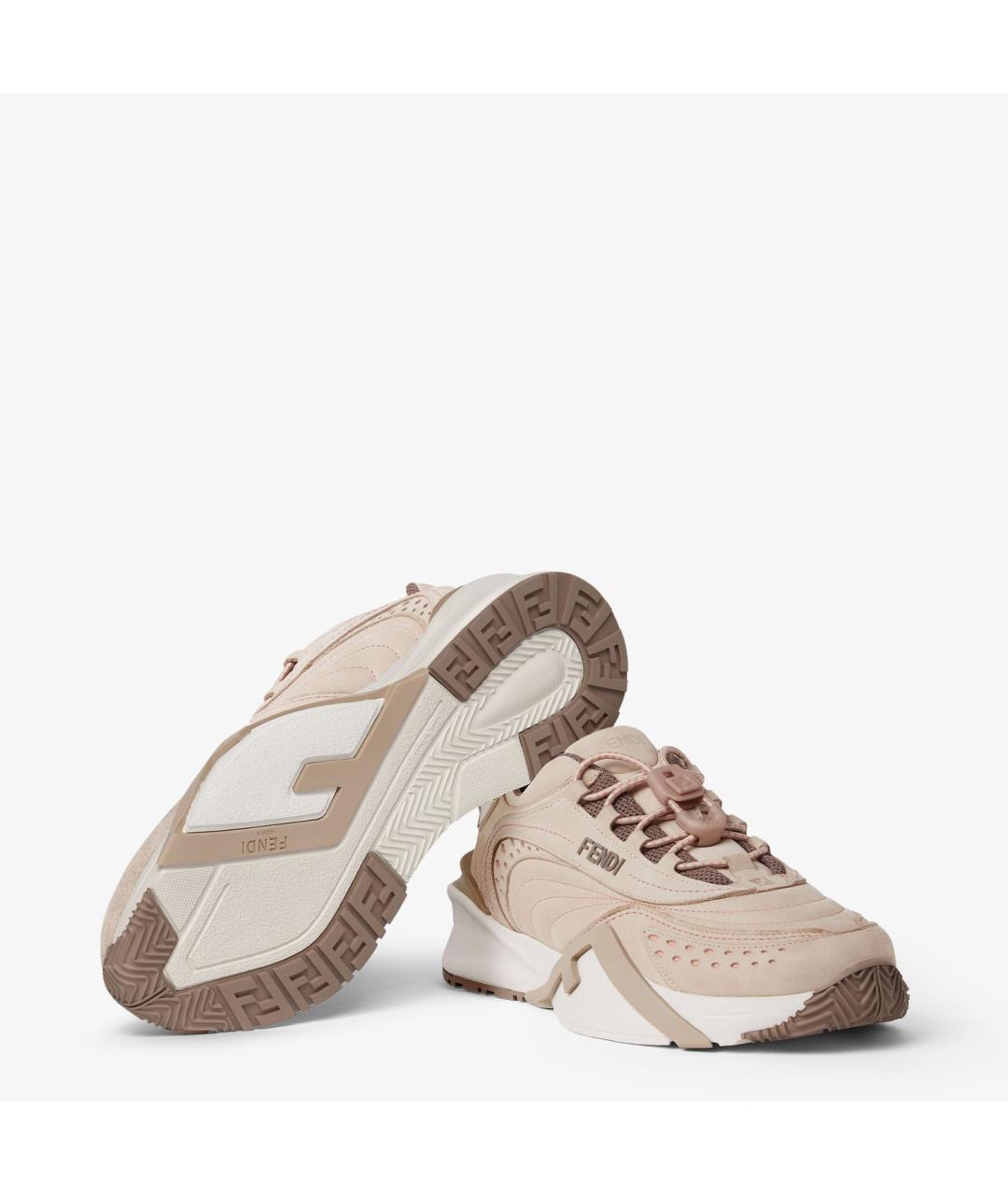 FENDI Бежевые замшевые кроссовки, фото 5