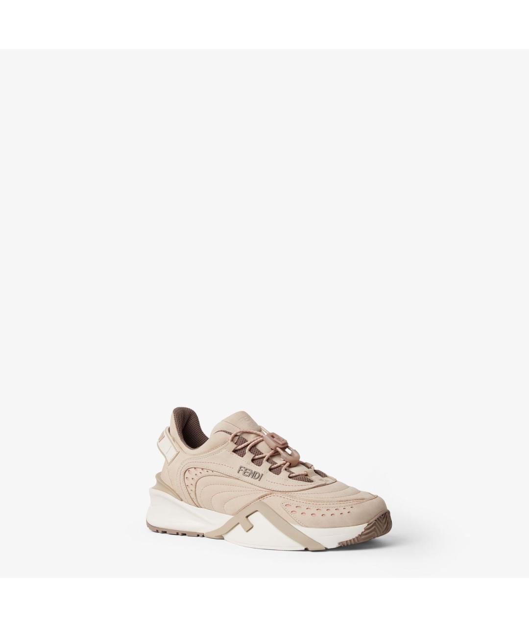 FENDI Бежевые замшевые кроссовки, фото 2