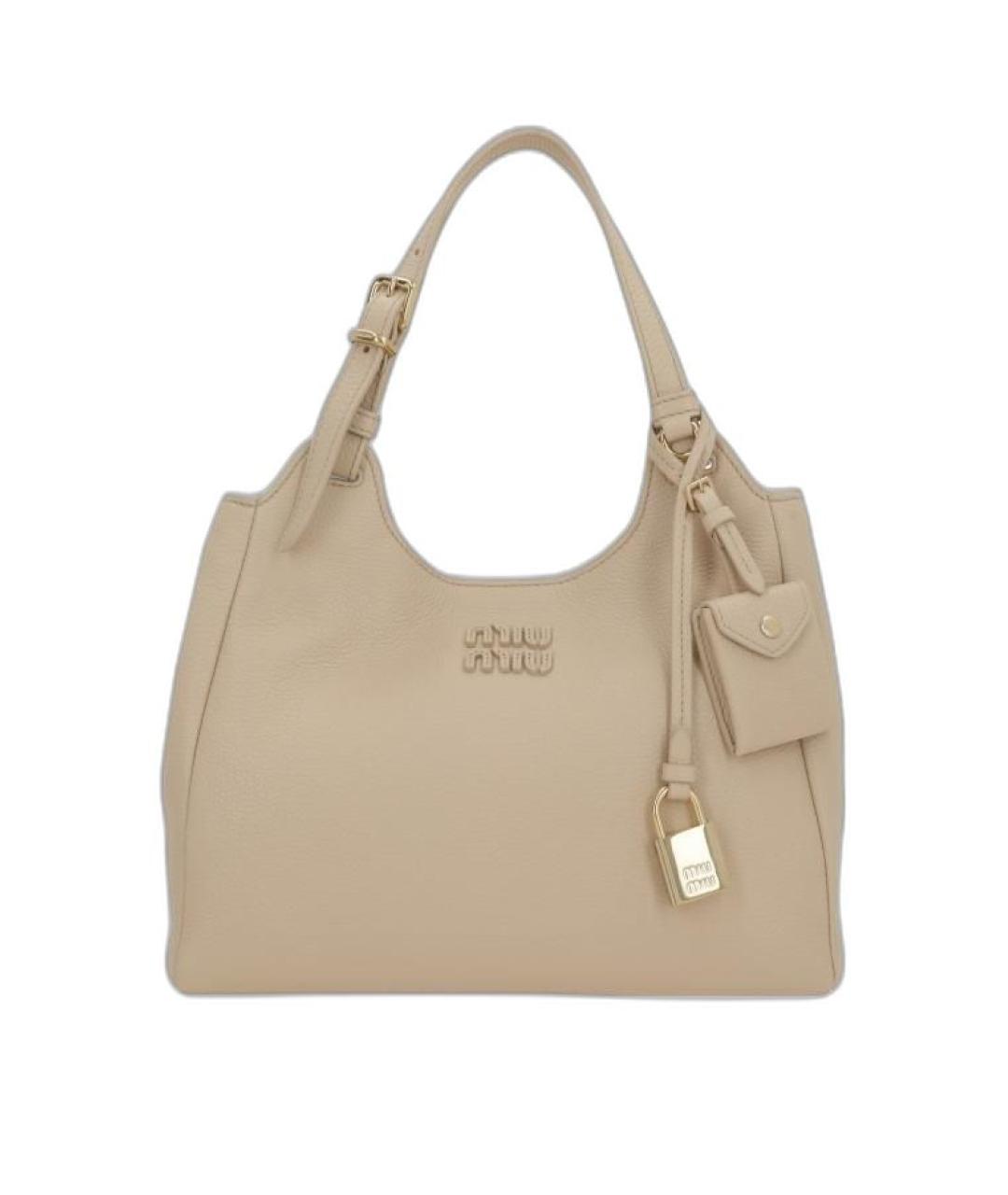 MIU MIU Бежевая кожаная сумка тоут, фото 1