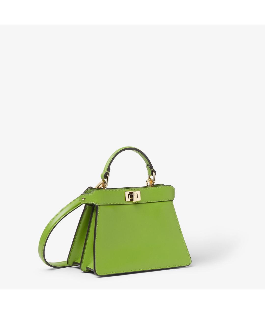 FENDI Зеленая кожаная сумка с короткими ручками, фото 5