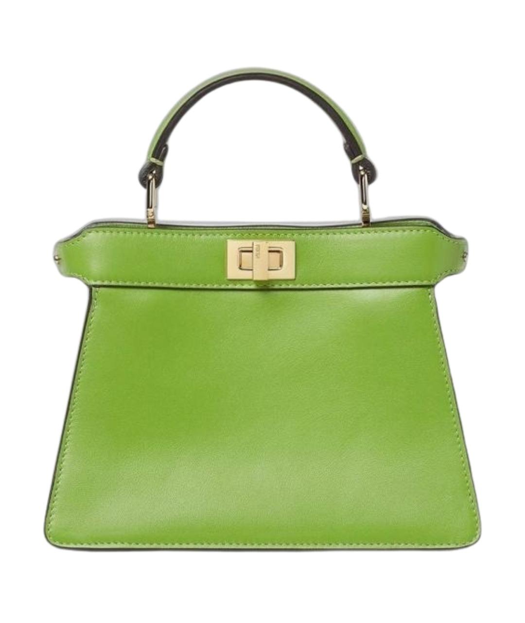 FENDI Зеленая кожаная сумка с короткими ручками, фото 1