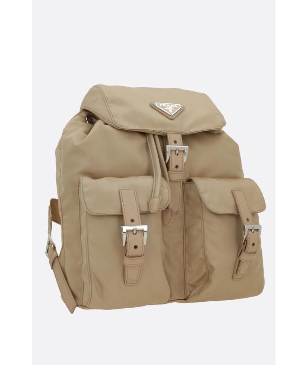 PRADA Бежевый тканевый рюкзак, фото 3