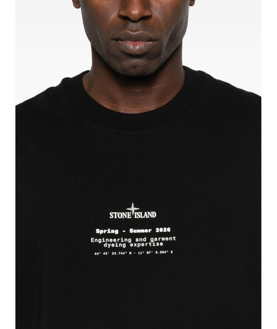 STONE ISLAND Черная хлопковая футболка, фото 5