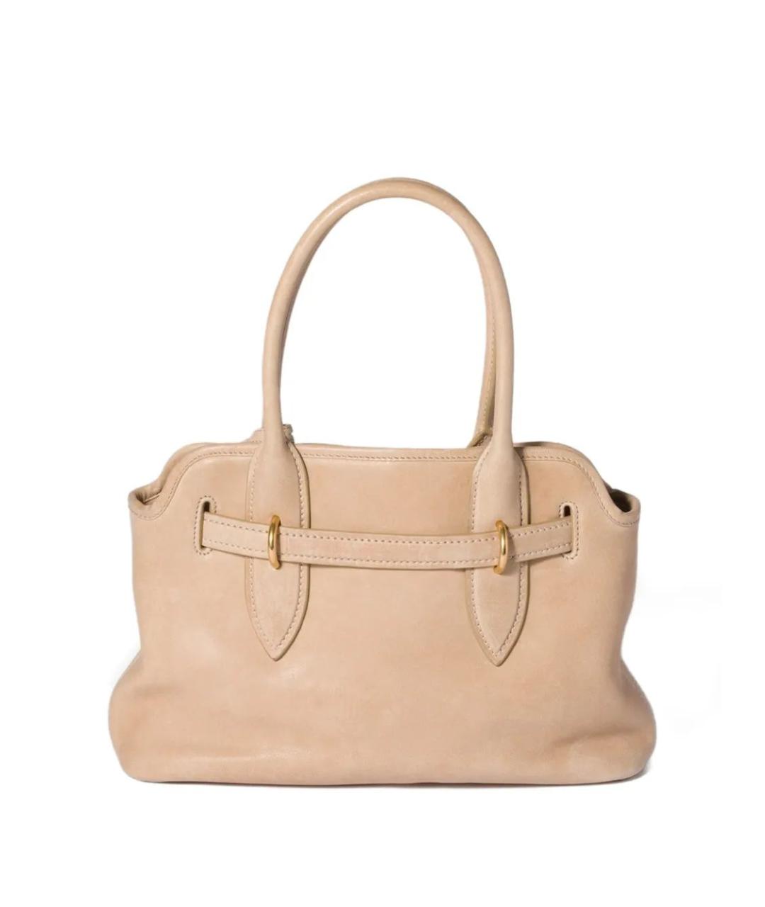 MIU MIU Бежевая кожаная сумка с короткими ручками, фото 3