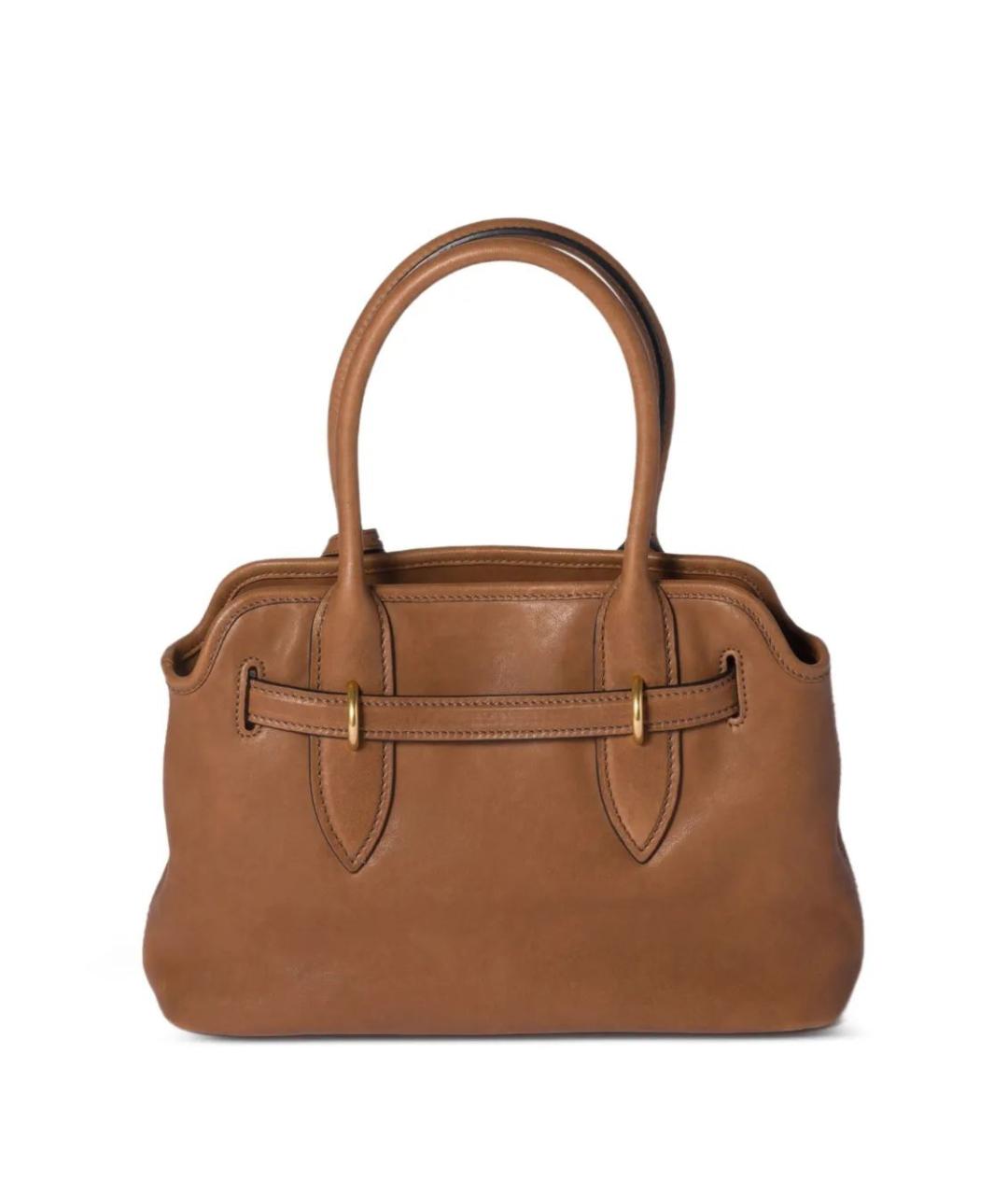 MIU MIU Коричневая кожаная сумка с короткими ручками, фото 4