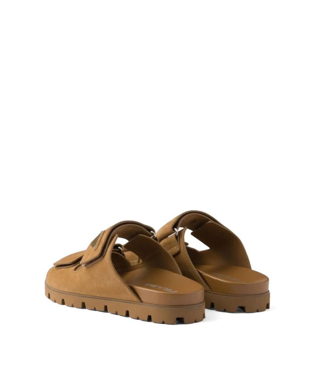 PRADA Коричневые замшевые шлепанцы, фото 3