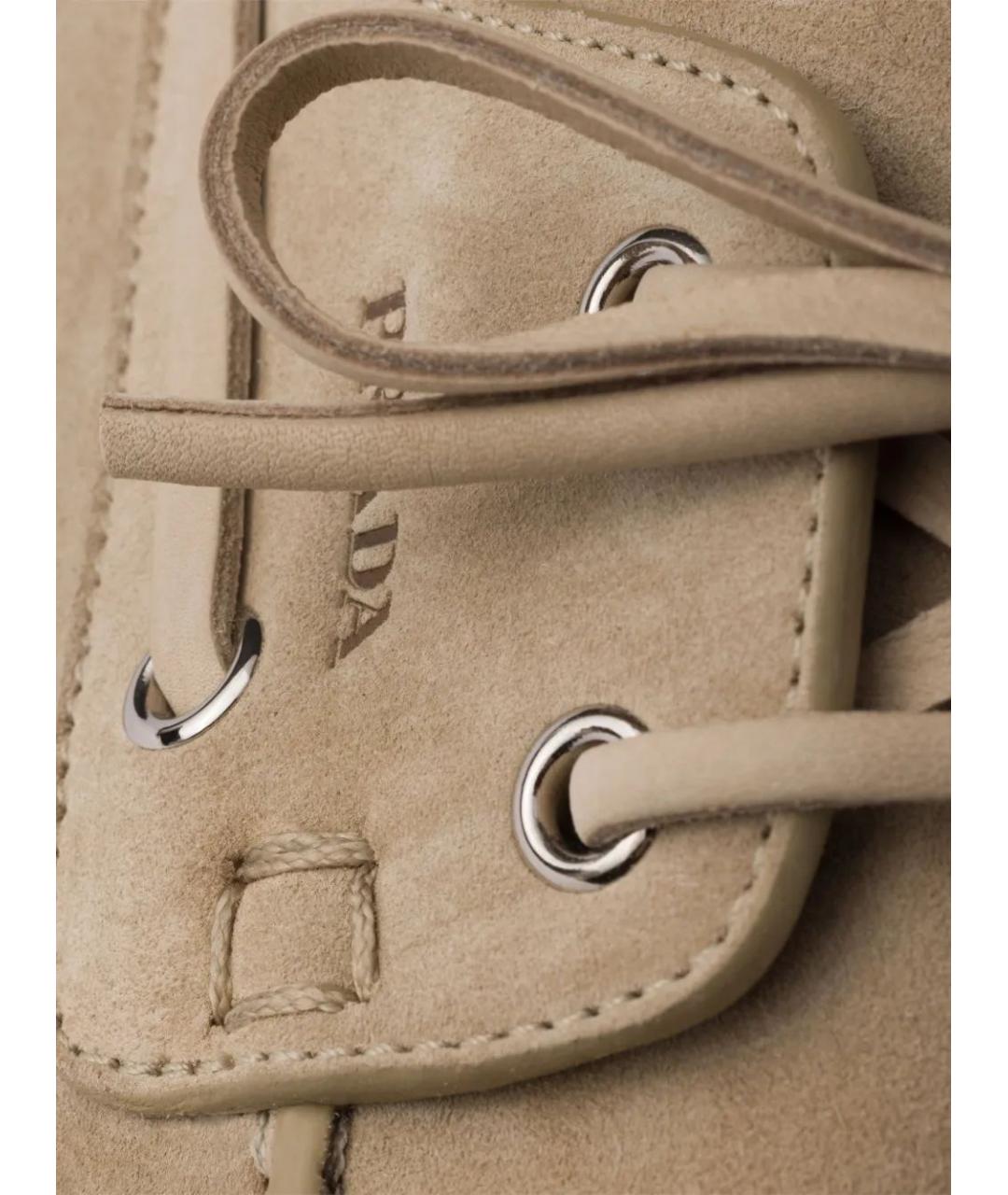 PRADA Бежевые замшевые лоферы, фото 5