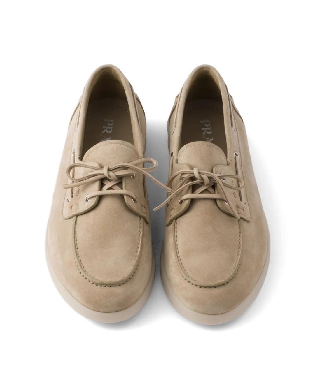 PRADA Бежевые замшевые лоферы, фото 4