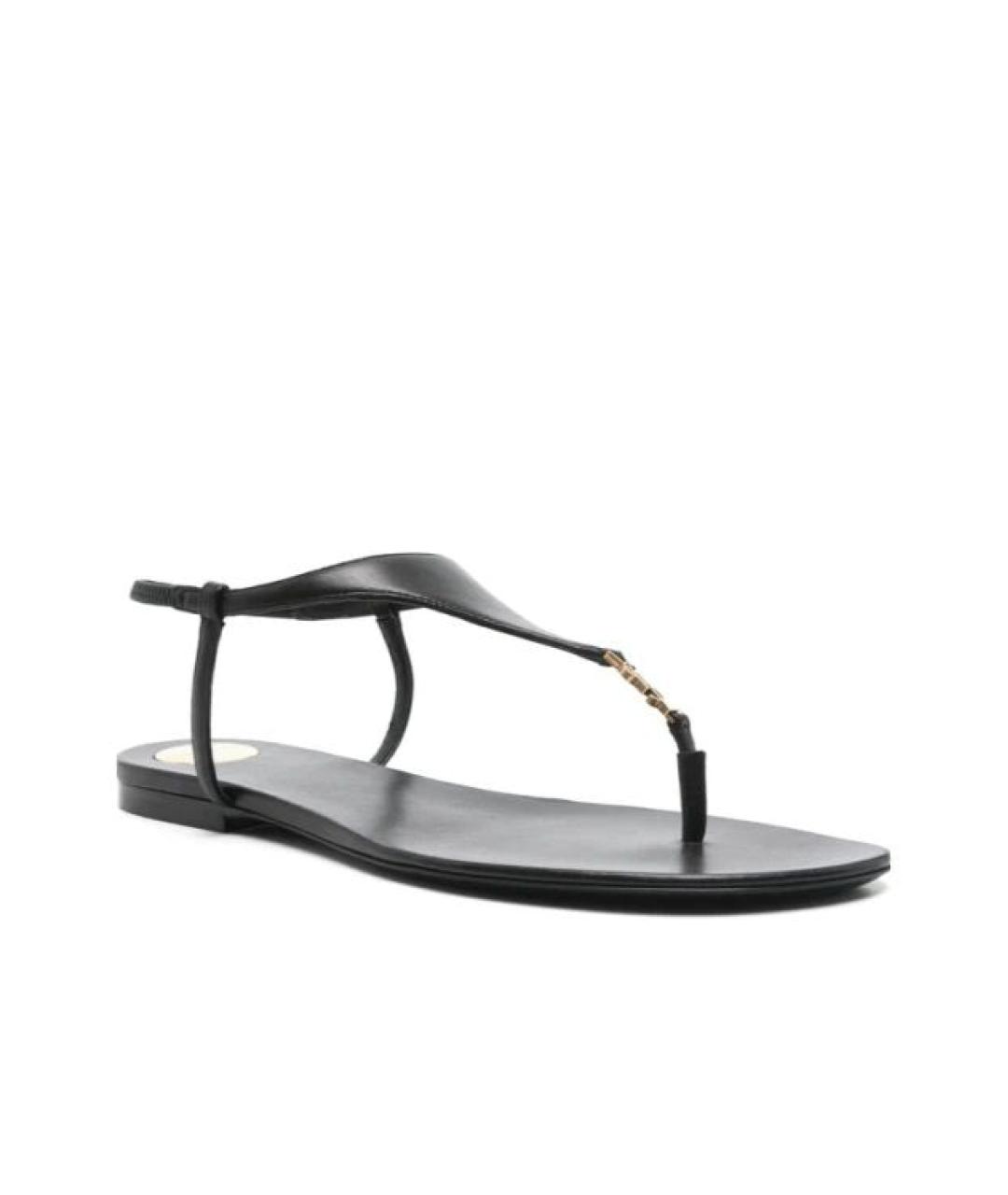 SAINT LAURENT Черные кожаные сандалии, фото 3