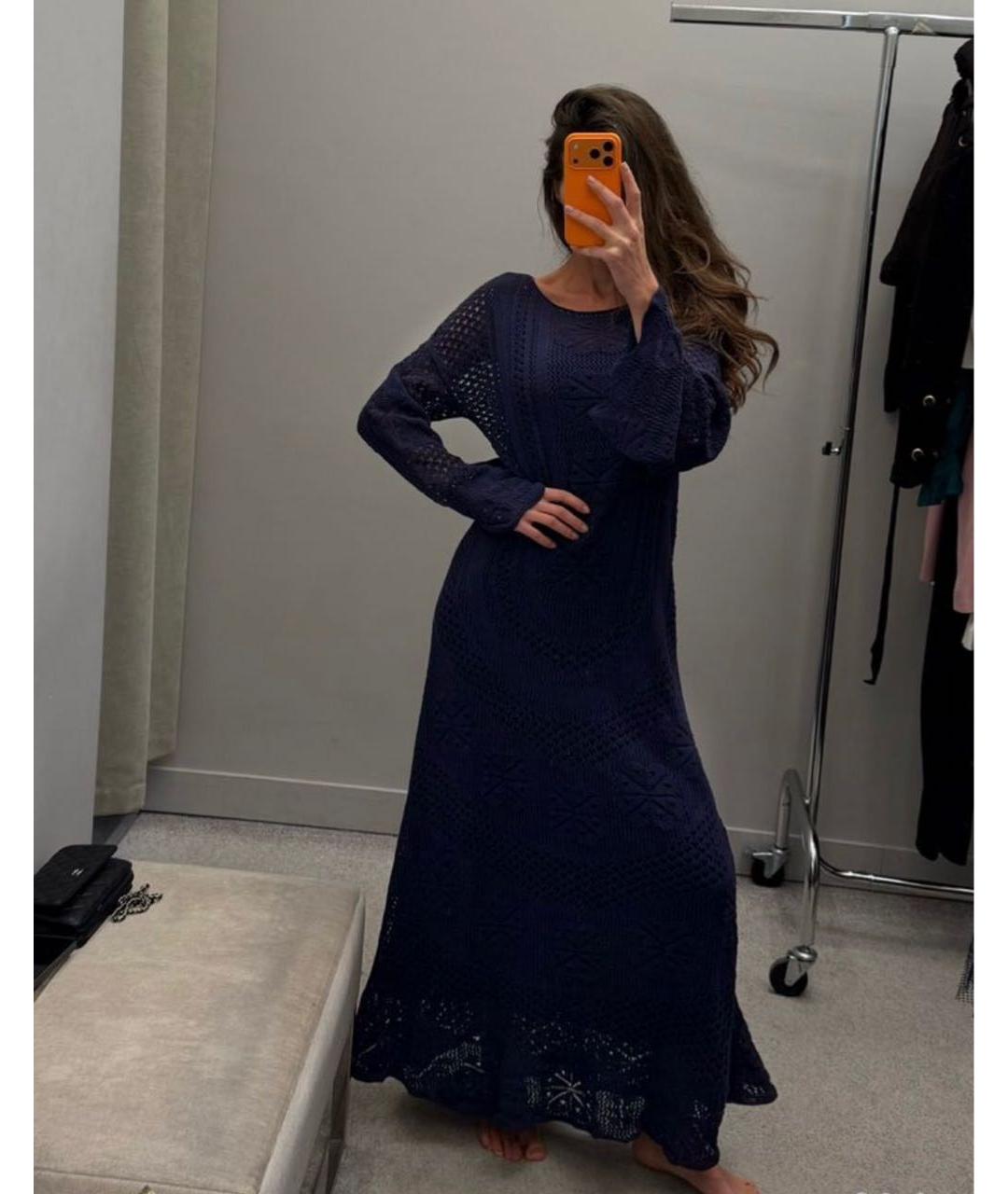 CHLOE Темно-синее хлопковое вечернее платье, фото 4