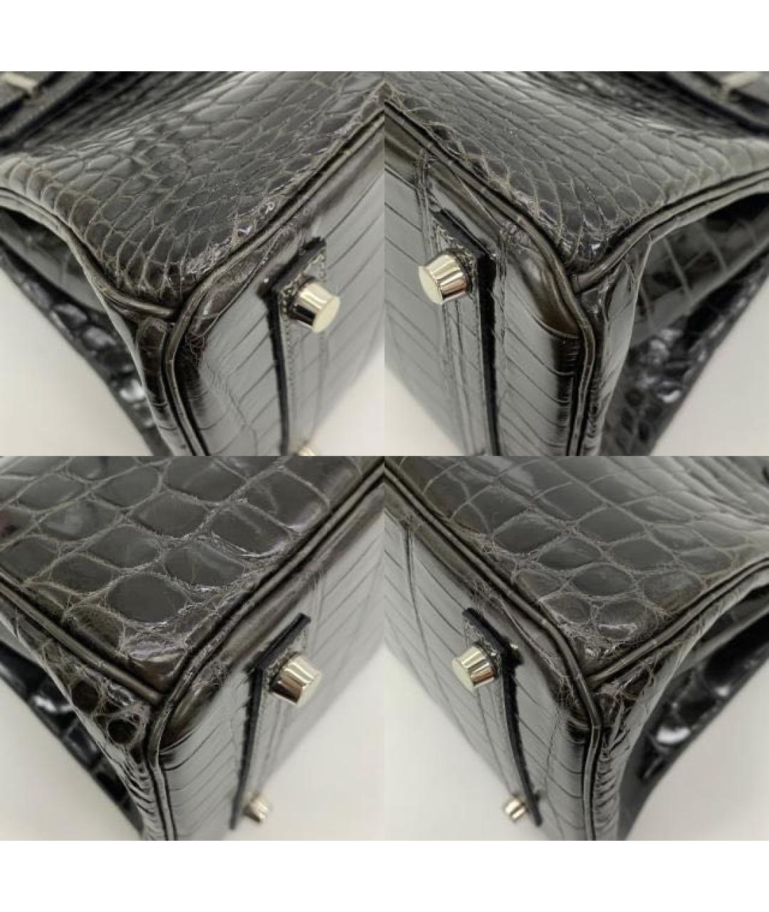 HERMES Черная сумка с короткими ручками из экзотической кожи, фото 3