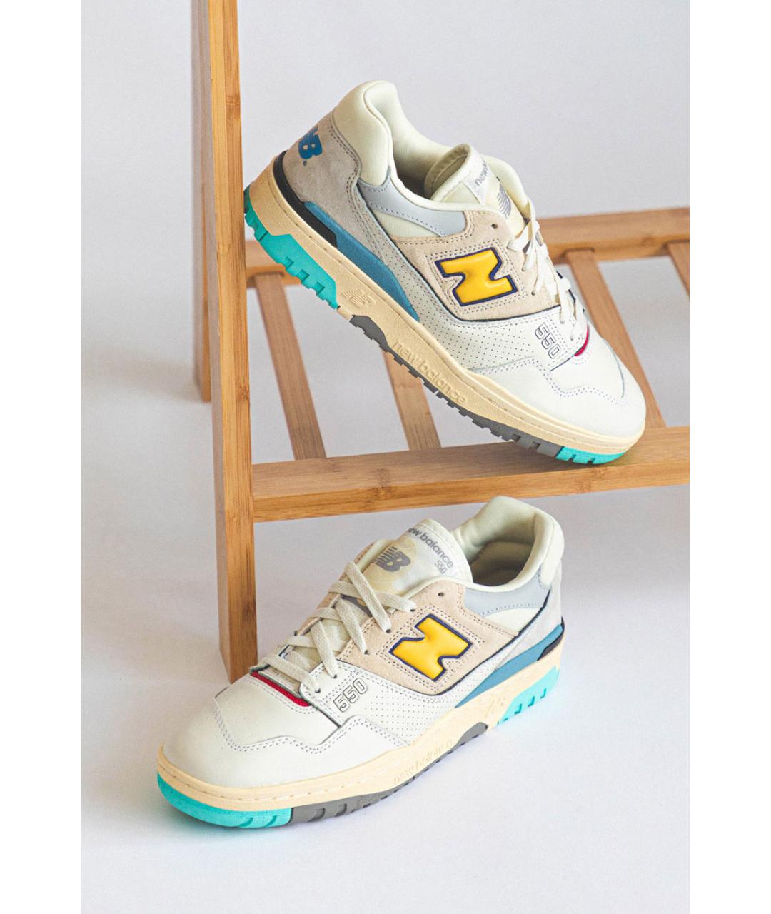 NEW BALANCE Бежевые кожаные кроссовки, фото 6