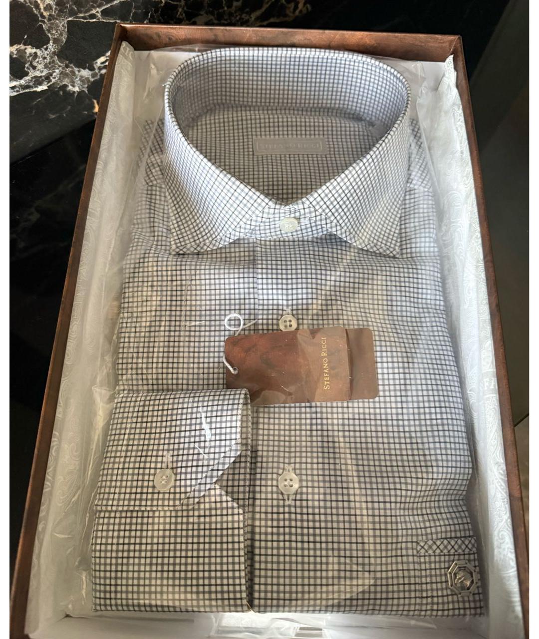 STEFANO RICCI Голубая хлопковая кэжуал рубашка, фото 2