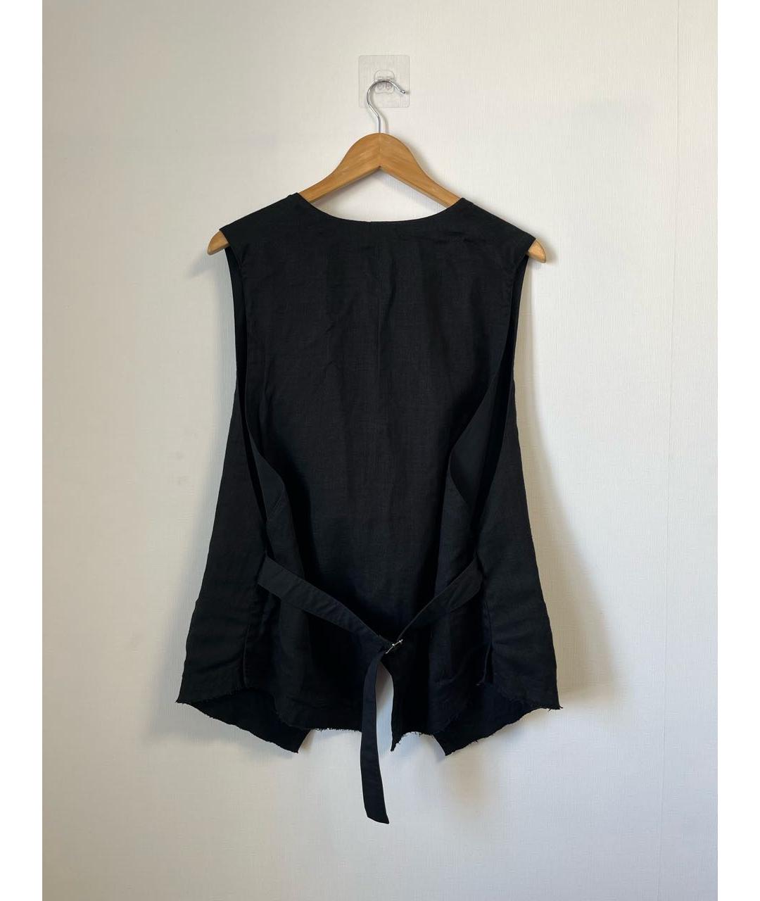 YOHJI YAMAMOTO Черный льняной жилет, фото 5