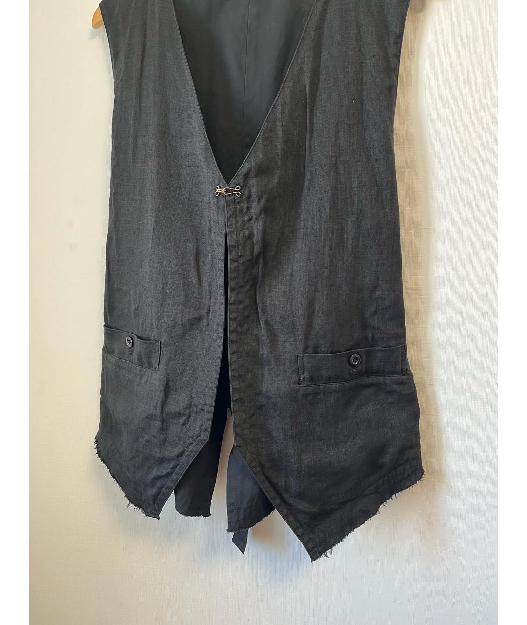 YOHJI YAMAMOTO Черный льняной жилет, фото 7