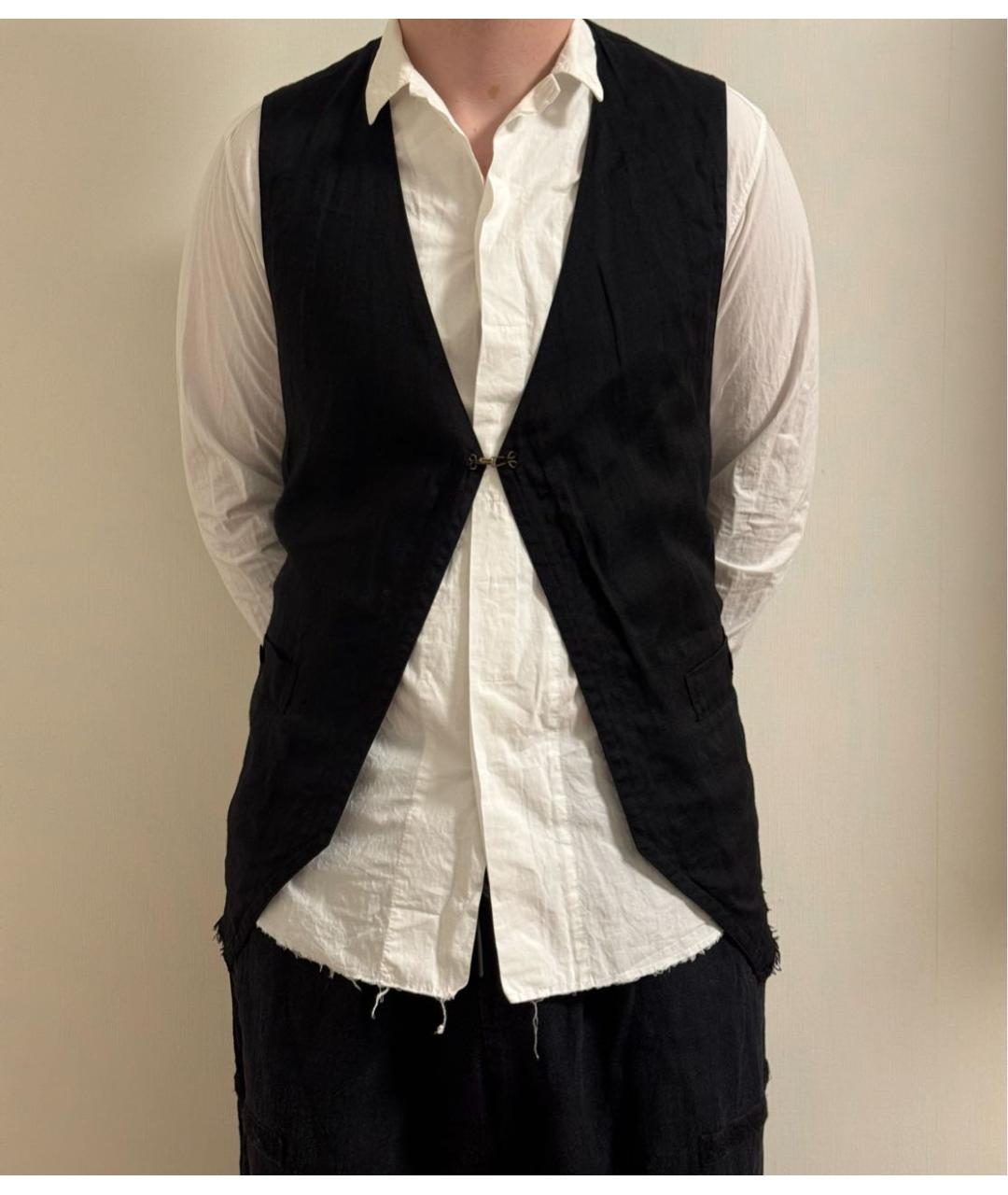 YOHJI YAMAMOTO Черный льняной жилет, фото 2