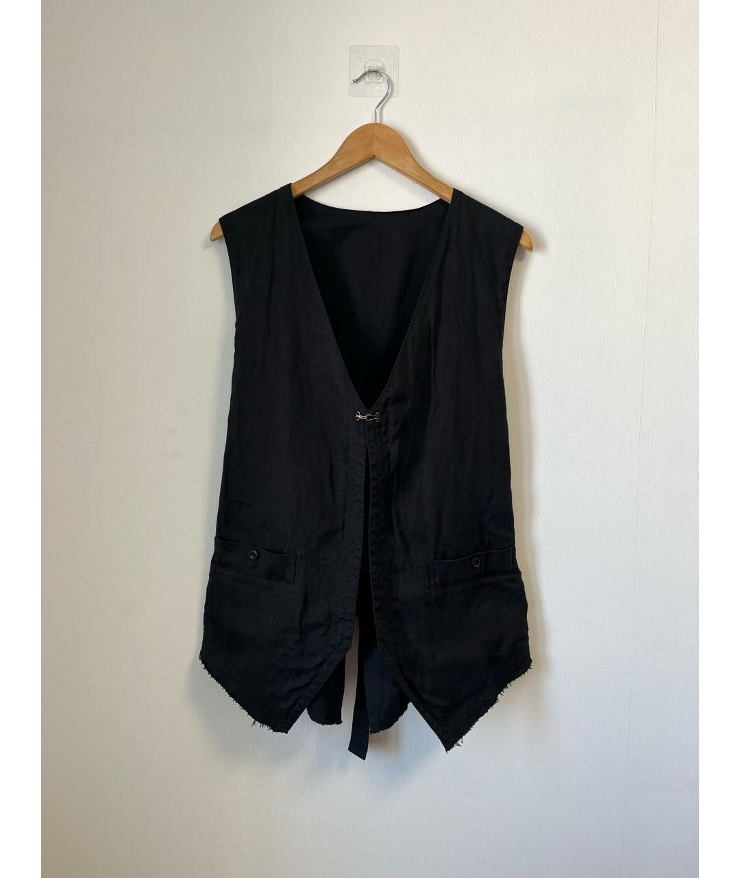 YOHJI YAMAMOTO Черный льняной жилет, фото 4