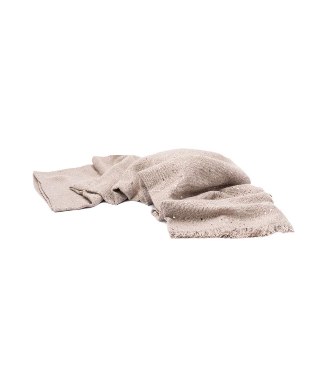 BRUNELLO CUCINELLI Бежевый кашемировый шарф, фото 4