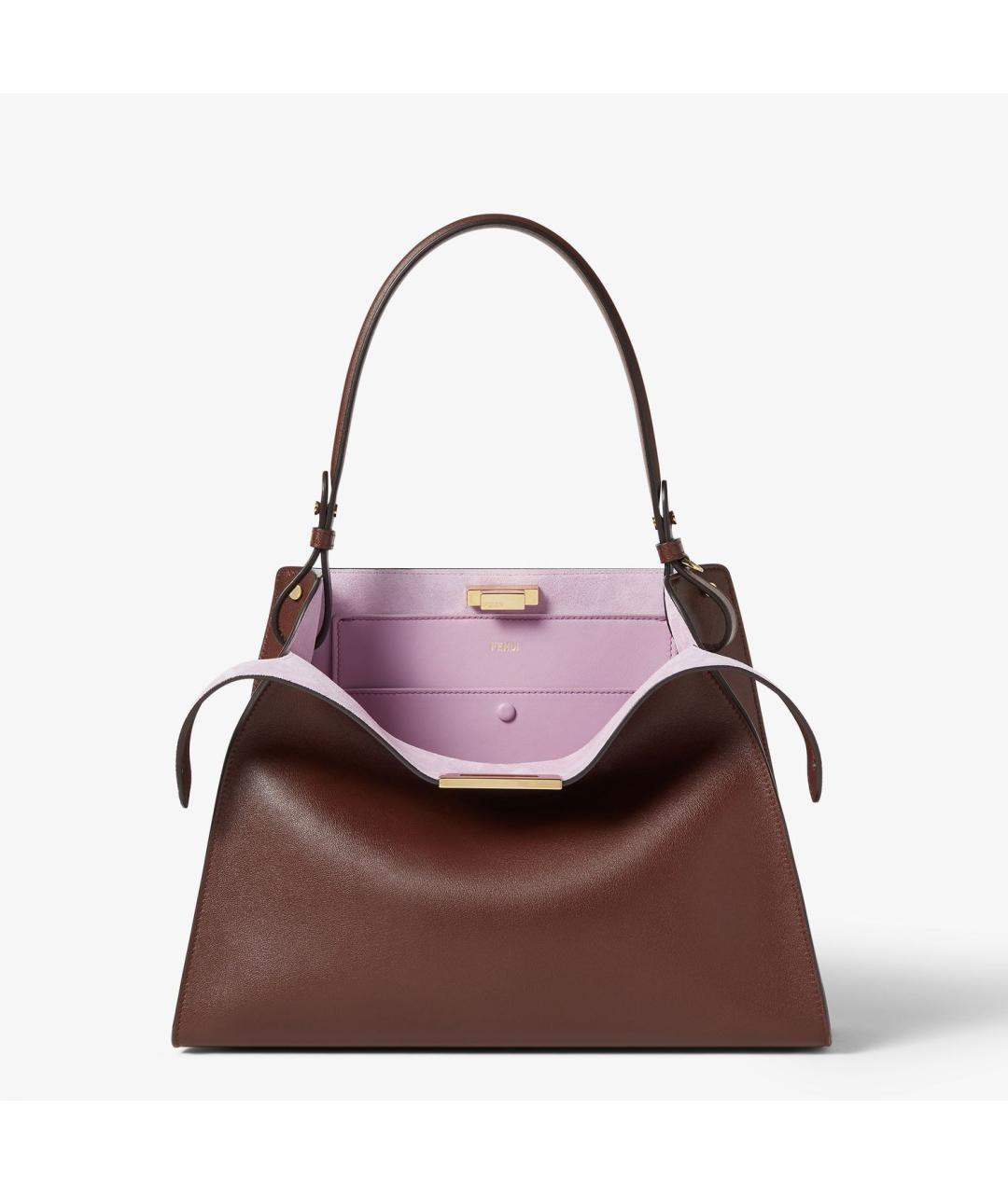 FENDI Коричневая кожаная сумка через плечо, фото 2