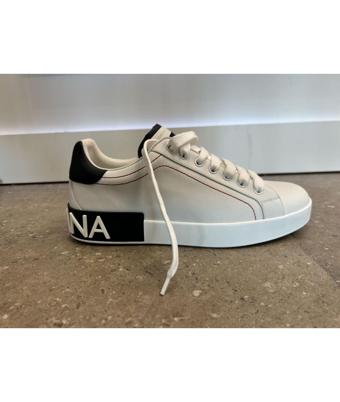 DOLCE&GABBANA Белые кожаные кроссовки, фото 9